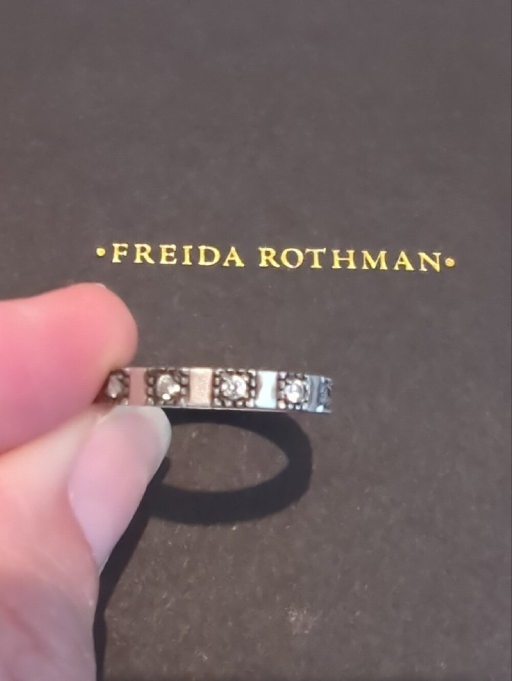 Freida Rothman Matte Sterling Silver And Black Stacking Ring